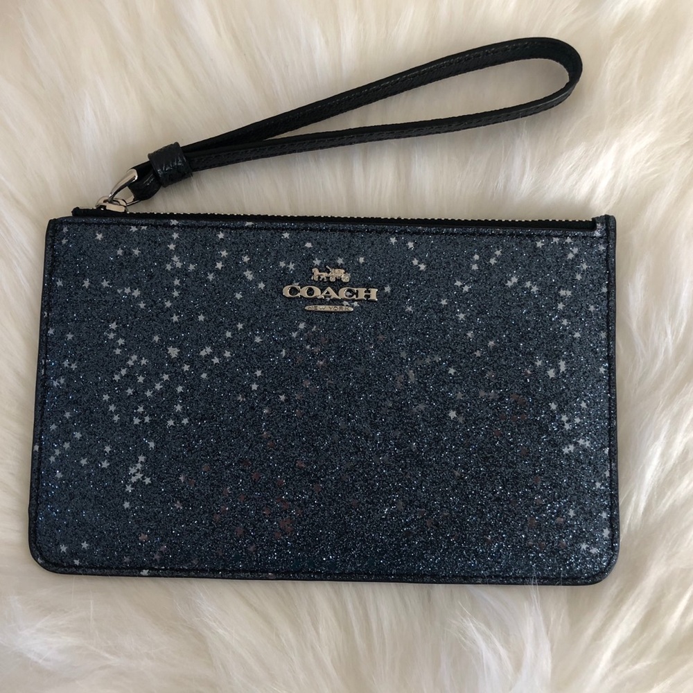 New Blue Glitter Coach Wristlet